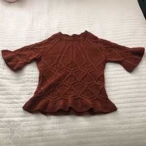 Vintage, MODA international short sleeved sweater, orange terracotta color